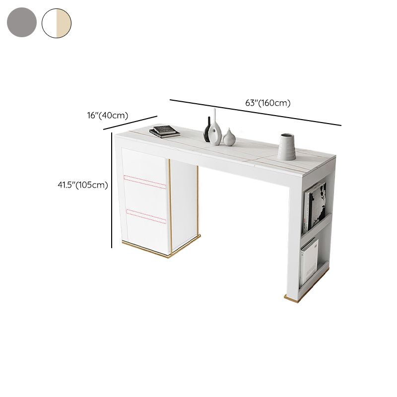 Stone Top Bar Stool Table Glam Style Rectangle Pub Table with Storage Clearhalo 'Bar Furniture' 'Bar Tables' 'bar_tables' 'furn' 'furn_bar_tables' 'Furniture' 'Kitchen & Dining Furniture' 1200x1200_866740c2-584d-49d1-831e-c0e00101c799