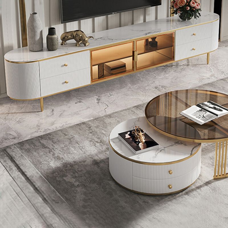 4 Drawers Glam TV Console Stone White Media Console with Doors Clearhalo 'furn' 'furn_tv_stands_entertainment_centers' 'Furniture' 'Living Room Furniture' 'TV Stands & Entertainment Centers' 'TV Stands & Media Storage Furniture' 'tv_stands_entertainment_centers' 1200x1200_8667714d-6280-453f-9bf1-0f3bf736e11f