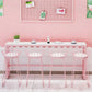 White and Pink Cocktail Bar Table Glam Trestle Indoor Bistro Accent Dining Table
