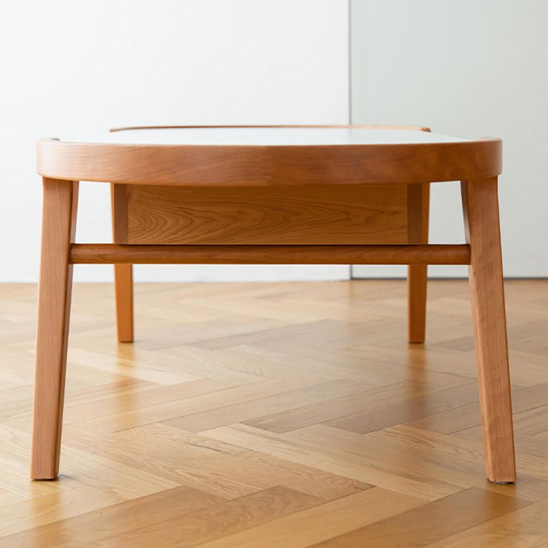 Farmhouse Wooden Coffee Table Elliptical 4 Legs Cocktail Table Clearhalo 'Coffee & Accent Tables' 'Coffee Tables' 'coffee_tables' 'furn' 'furn_coffee_tables' 'Furniture' 'Living Room Furniture' 1200x1200_86684f89-0680-409b-9212-16af79770b31