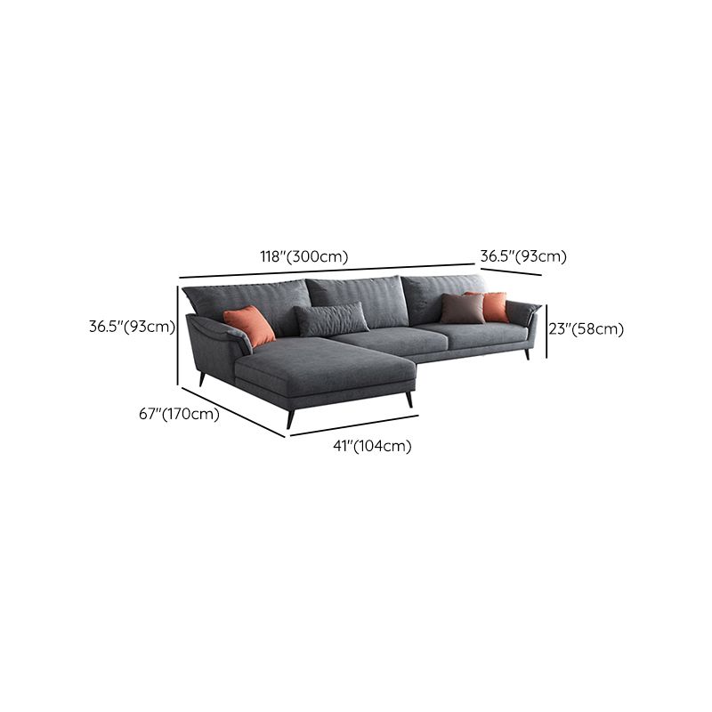 36"H Contemporary Sectional Sofa Fabric Grey Sectionals with Bostol Pillows Clearhalo 'furn' 'furn_sectionals' 'Furniture' 'Living Room Furniture' 'Sectionals' 1200x1200_866b1b8e-12d0-4cc9-a7ab-a15edf48bc8b
