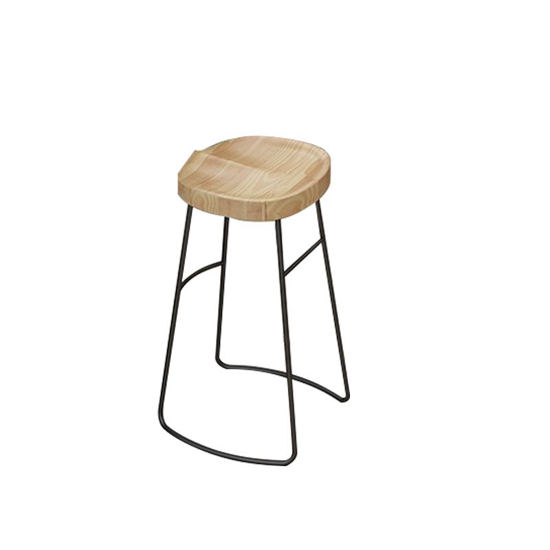 Contoured Seat Dining Stools Solid Wood Bar Stools with Footrest