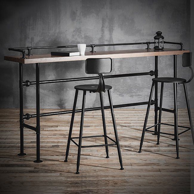 Industrial Style Bar Set 1/3 Pieces Solid Wood Rectangle Pub Dining Set for Indoor Clearhalo 'Bar Furniture' 'furn' 'furn_home_bar_bar_sets' 'Furniture' 'Home Bars & Bar Sets' 'home_bar_bar_sets' 'Kitchen & Dining Furniture' 1200x1200_866d0919-7ffa-466b-bdec-a81f0617de99