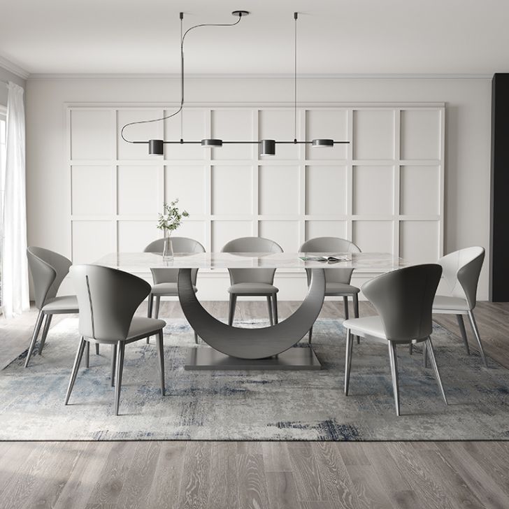 Modern Sintered Stone Dining Table Rectangular Dining Table Set with Metal Base Clearhalo 'Dining Room Sets' 'Dining Tables & Seating' 'dining_room_set' 'furn' 'furn_dining_room_set' 'Furniture' 'furniture_dining_room_set' 'Kitchen & Dining Furniture' 'kitchen&dining_furn' 'kitchen' 1200x1200_866e4559-263c-49ca-8477-73265587a07c