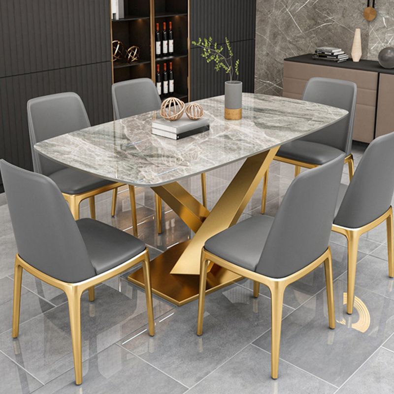 Tavolo da pranzo in pietra sinterizzato rettangolo tradizionale tavolo da pranzo di lusso con cornice dorata