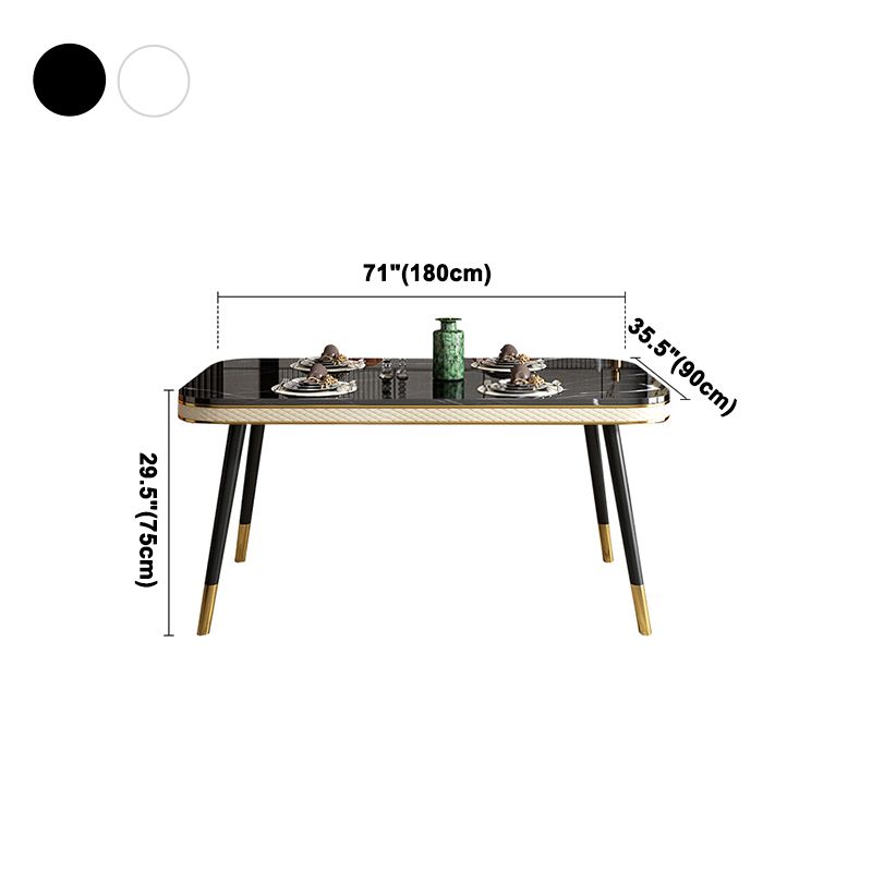 Glam Rectangle Shape Kitchen Dining Table Marble Standard Dining Table with 4 Legs Base Clearhalo ' dining_table' 'Dining Tables & Seating' 'Dining Tables' 'furn' 'furn_dining_table' 'Furniture' 'furniture_dining_table' 'Kitchen & Dining Furniture' 'kitchen&dining_furn' 'kitchen' 'kitchen_dining_table' 1200x1200_866e8854-ca9b-418d-bbff-5a0cd97a59fe
