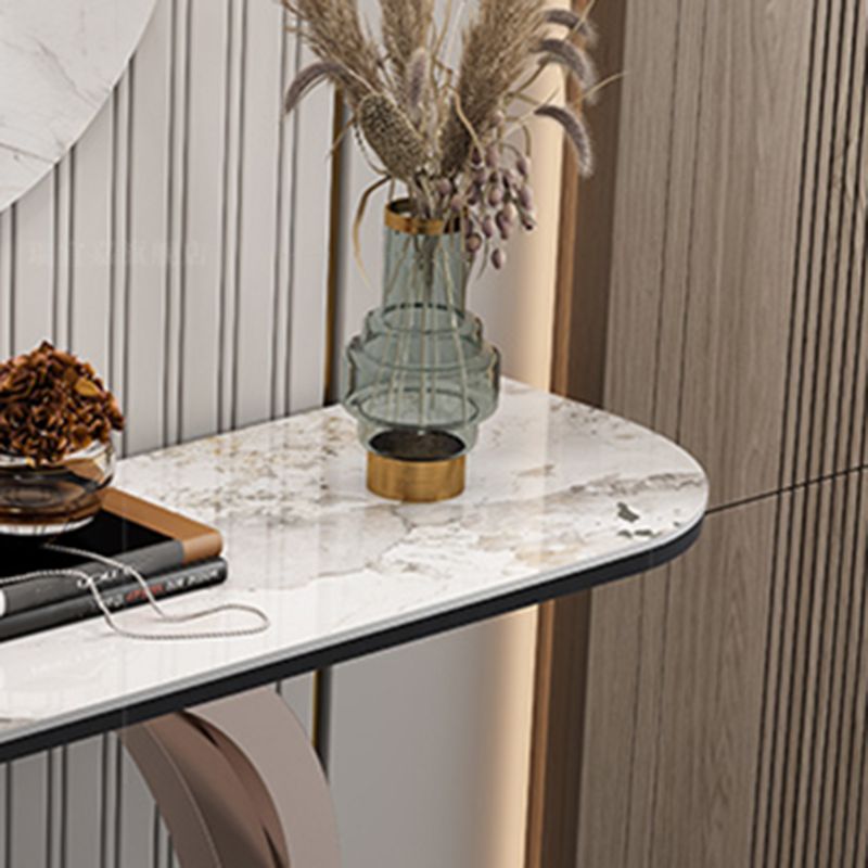 Contemporary Console Table Stone Half Moon Accent Table , 13.78" W