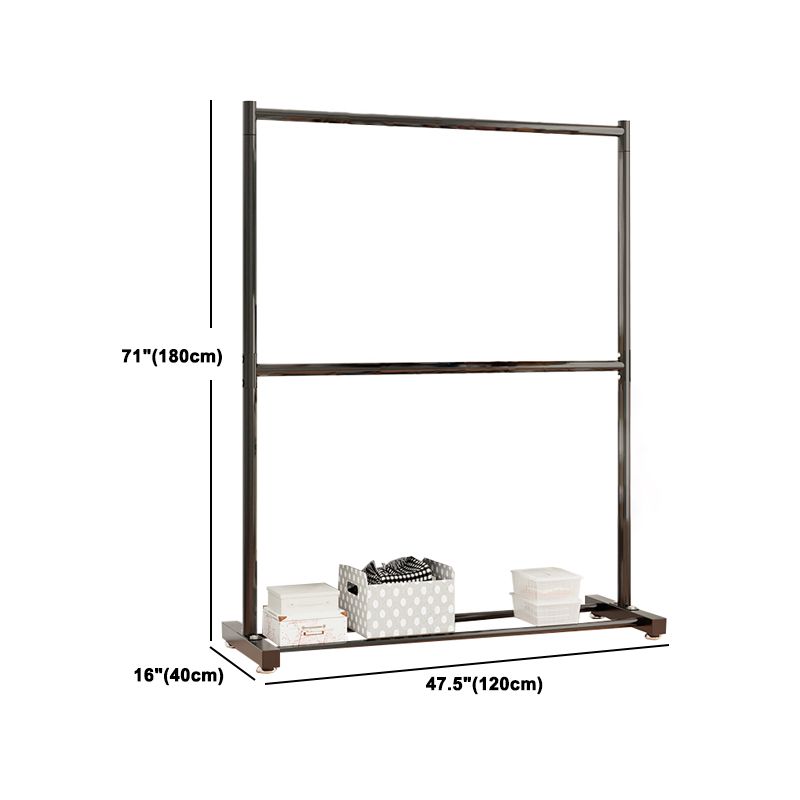 Armadiet in acciaio inossidabile a armadio aperto in stile contemporaneo con asta di abbigliamento