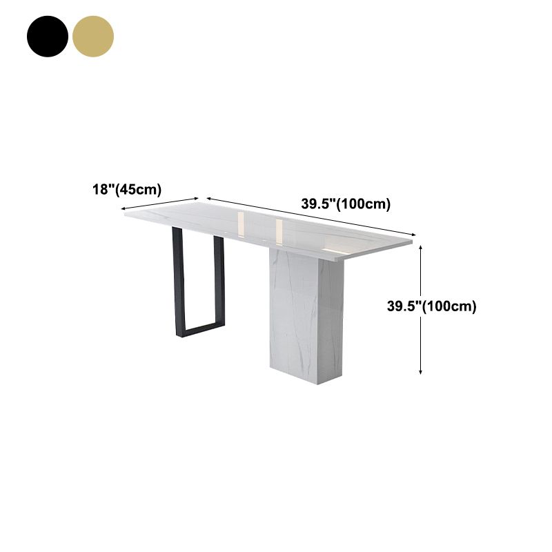 White Stone Rectangle Bar Wine Table Double Pedestal Living Room Bar Dining Table Clearhalo 'Bar Furniture' 'Bar Tables' 'bar_tables' 'furn' 'furn_bar_tables' 'Furniture' 'furniture_bar_tables' 'Kitchen & Dining Furniture' 1200x1200_867287bd-1a40-4b2d-b994-00de3c6bb086