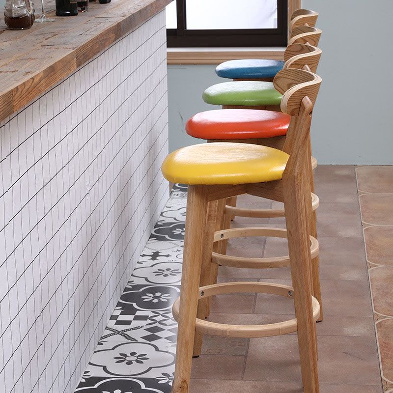 Scandinavian Rubberwood Coffee Shop Stool Footrest Upholstered Bar Stools Clearhalo 'Bar Furniture' 'Bar Stools' 'bar_stools' 'furn' 'furn_bar_stools' 'Furniture' 'furniture_bar_stools' 'Kitchen & Dining Furniture' 1200x1200_867477f0-05f3-4e81-9e07-46316f7c24c1