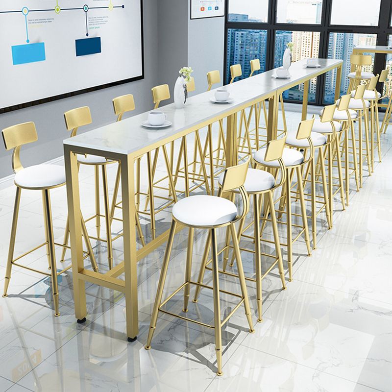 White Faux Marble Table Modern Style Bistro Table for Patio Use