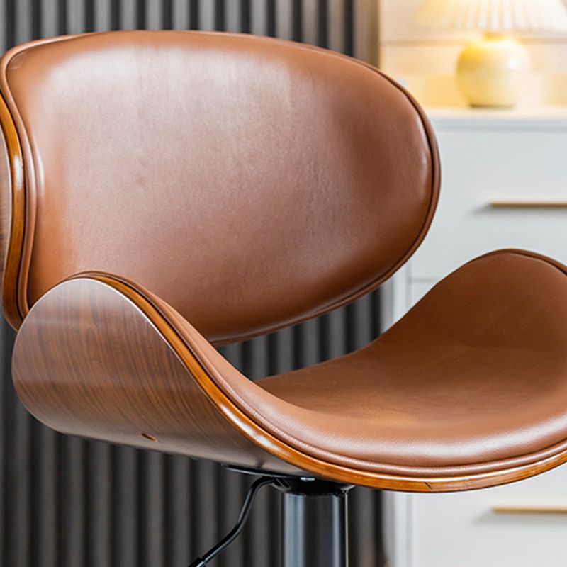 Modern Swivel Footrest Bar Stool Metal Backrest Indoor Counter Stool with Wood Seat Clearhalo 'Bar Furniture' 'Bar Stools' 'bar_stools' 'furn' 'furn_bar_stools' 'Furniture' 'Kitchen & Dining Furniture' 1200x1200_86765df2-75b7-4e80-bd45-4a7993d29951