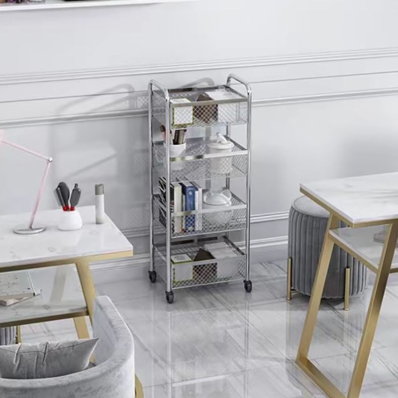 Glam Style Standard Bookcase Metal Vertical Bookshelf with Wheels Clearhalo 'Bookcases' 'furn' 'furn_bookcases' 'Furniture' 'furniture_bookcases' 'Office Furniture' 1200x1200_86768b4d-40f0-4f56-b4bc-1519a036f845