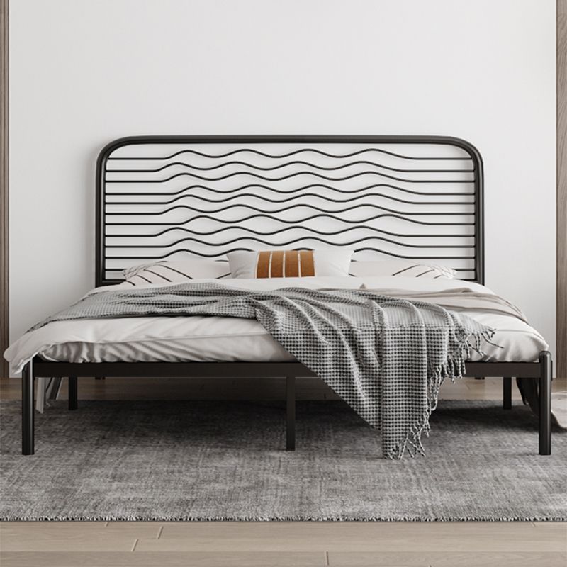 Glam Iron Open-Frame Bed with Rectangle Headboard and Metal Legs