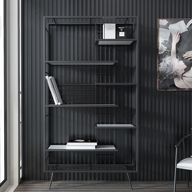Modern Bookcase Metal Open Back Bookshelf with Shelves for Living Room