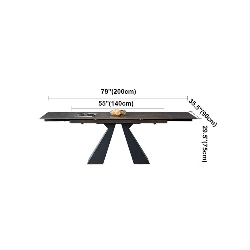 Modern Style Gray Dining Table Rectangle Sintered Stone Dining Table with Black Frame Clearhalo ' dining_table' 'Dining Tables & Seating' 'Dining Tables' 'furn' 'furn_dining_table' 'Furniture' 'furniture_dining_table' 'Kitchen & Dining Furniture' 'kitchen&dining_furn' 'kitchen' 'kitchen_dining_table' 1200x1200_86789350-2c7b-4fa2-b597-7799de25a99b
