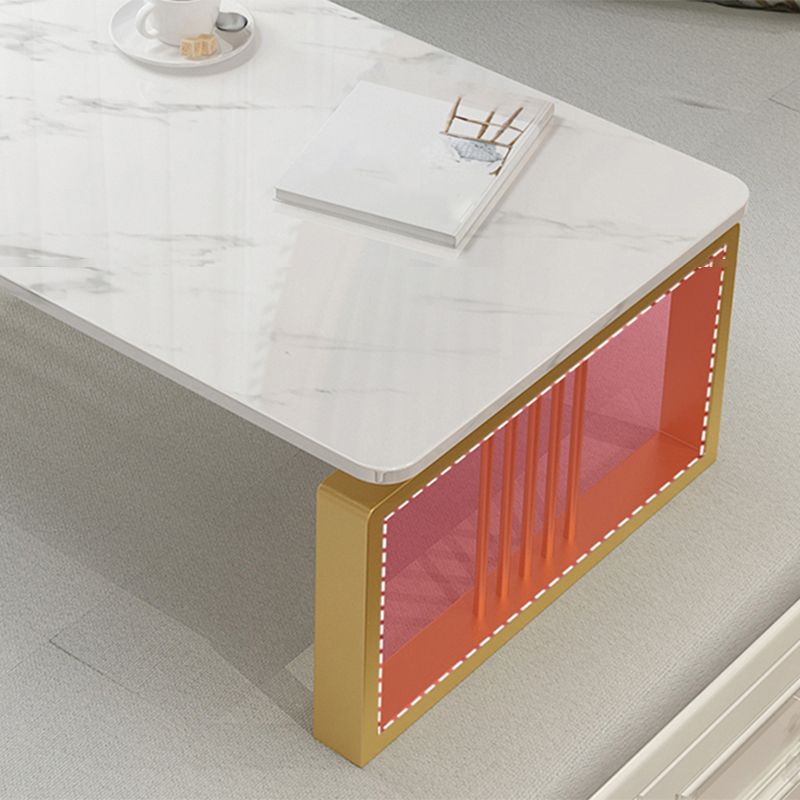 Table basse en marbre carré table de cocktail à étagère ouverte pour la table basse du salon