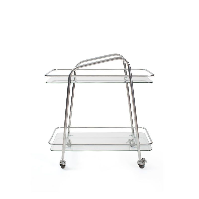 Rectangular de doble nivel contemporáneo con mesa final de vidrio de almacenamiento