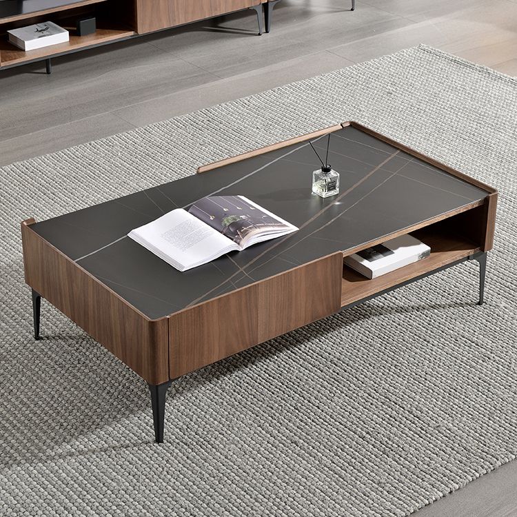 Rectangular Slate Top Coffee Table 4 Legs Cocktail Table with Storage Clearhalo 'Coffee & Accent Tables' 'Coffee Tables' 'coffee_tables' 'furn' 'furn_coffee_tables' 'Furniture' 'Living Room Furniture' 1200x1200_867d2f57-0b0c-409f-a3b1-195903e00d8a