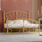 Modern Iron Open-Frame Bed with Arched Headboard and Metal Legs