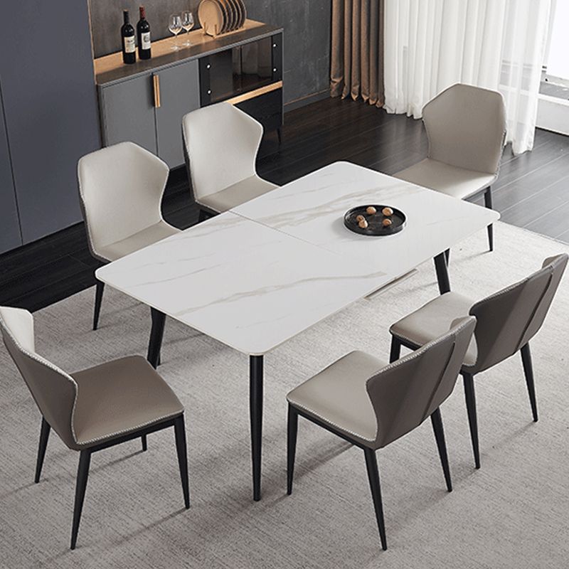 Simplicity Rectangle Home Fixed Desk Extendable Sintered Stone Dining Table Clearhalo 'Dining Tables & Seating' 'Dining Tables' 'dining_table' 'furn' 'furn_dining_table' 'Furniture' 'Kitchen & Dining Furniture' 1200x1200_867dcc83-7636-4bb3-91b1-f3617b4e1acd