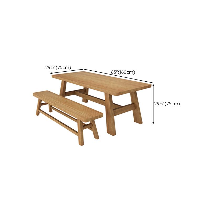 Table de salle à manger de style simplicité Table de dîner rectangulaire en bois massif en naturel