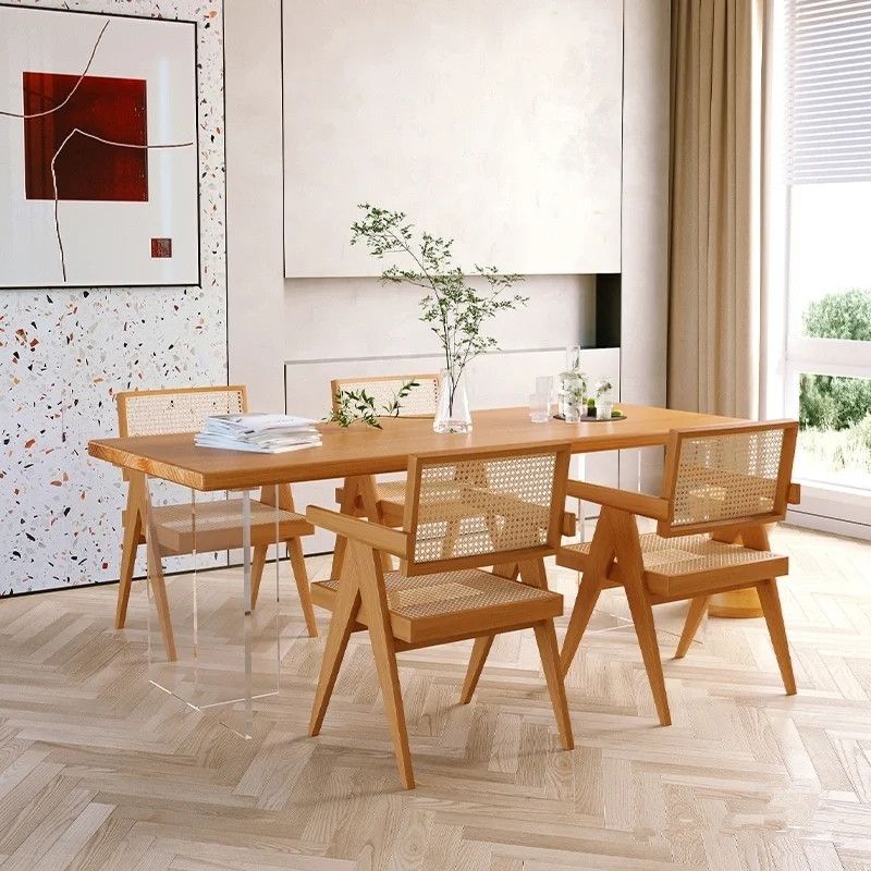 Modern Solid Wood Dinette Set 1/5 Pcs Standard Height Dining Room Table Set Clearhalo 'Dining Room Sets' 'Dining Tables & Seating' 'dining_room_set' 'furn' 'furn_dining_room_set' 'Furniture' 'Kitchen & Dining Furniture' 1200x1200_867fec44-35ab-4bd3-acdd-eecc8268ca6a
