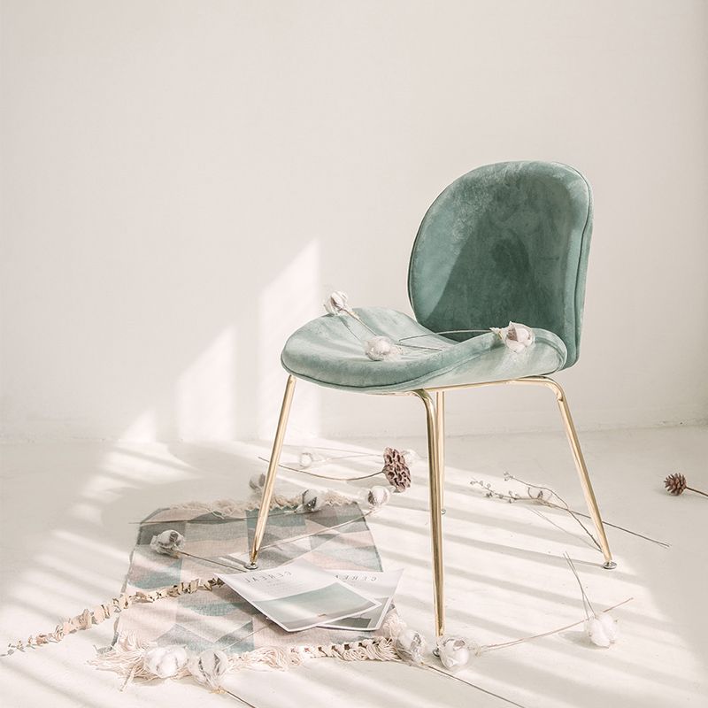 Nordic Glam Style Dining Chair Armless Home Side Chair with Metal Legs Clearhalo ' kitchen&dining_furn' 'Dining Chairs' 'Dining Tables & Seating' 'dining_chair' 'furn' 'furn_dining_chair' 'Furniture' 'furniture_dining_chair' 'Kitchen & Dining Furniture' 'kitchen' 1200x1200_8680293d-bc64-4eec-9582-5b180c86022d