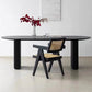 Black Double Pedestal Table Oval Solid Wood Dining Table for Home Kitchen Dinner