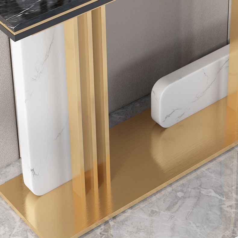 Glam Accent Table Rectangle Stone Console Table , 12.5 inch Wide