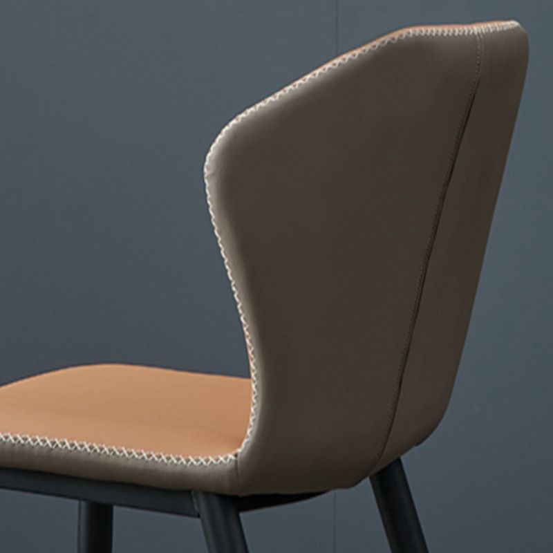 Silla de comedor contemporánea de metal acabado metálico silla lateral del ala