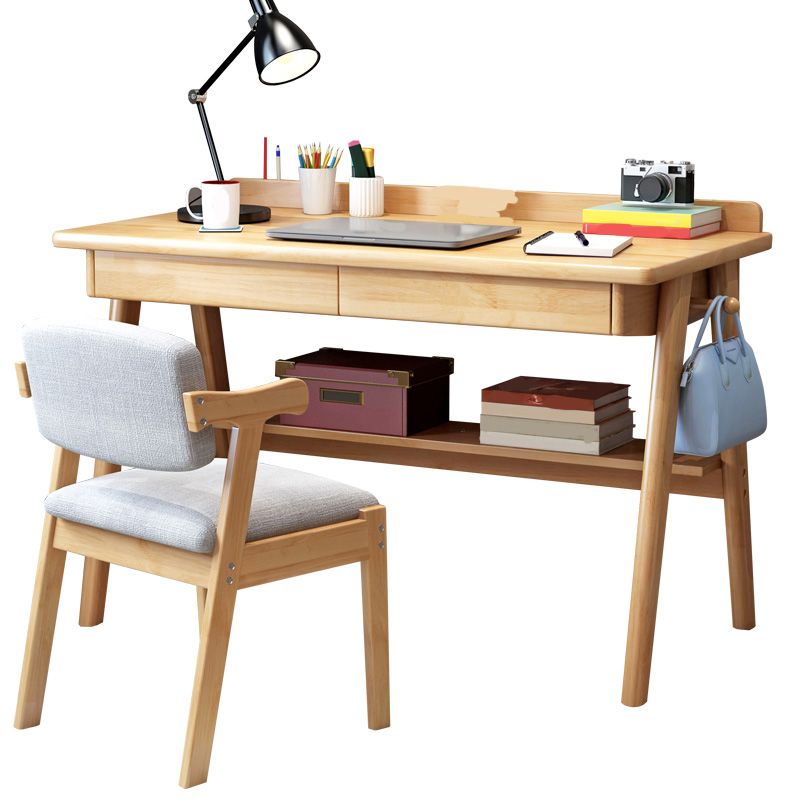 Contemporary Wood Office Desk 29.52" H Writing Desk With 2 Drawers Clearhalo 'furn' 'furn_office_desk' 'Furniture' 'Office Desks' 'Office Furniture' 'office_desk' 1200x1200_86837b8c-4d90-4e55-8c3d-552a0e4c44cf