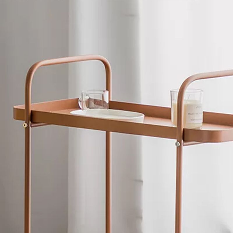 Mesa lateral de mediados de siglo con estantes de metal bandeja geométrica mesa de esquina superior