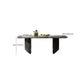 Simplicity Style Rectangle Marble Fixed Dinner Table with Double Pedestal