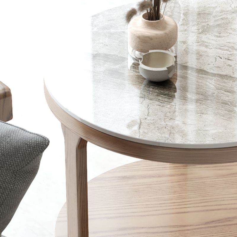 Mesa de centro moderna redonda de 3 patas, sin juego de mesa de centro angustiante con estante