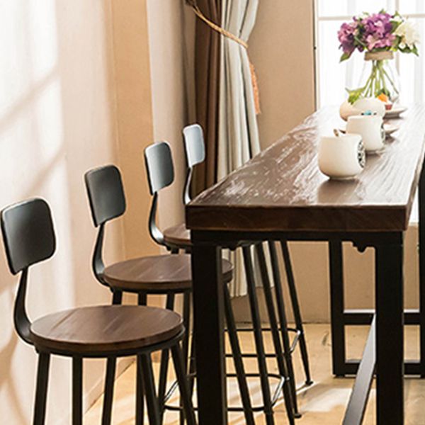 Dark Brown Bar Set with Pine Wood Top 1/2/5/9 Pieces Industrial Rectangle Pub Table Set Clearhalo 'Bar Furniture' 'furn' 'furn_home_bar_bar_sets' 'Furniture' 'Home Bars & Bar Sets' 'home_bar_bar_sets' 'Kitchen & Dining Furniture' 1200x1200_8686534e-80f9-44fb-aa42-c786ac619669
