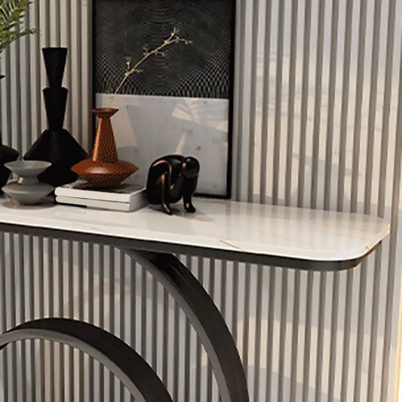 Mesa de acento top rectángulo de estilo glamour con tapa de piedra e base de irone para hall