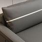 Modern Faux Leather Sofa Single Cushion Loose Back Sofa in Grey
