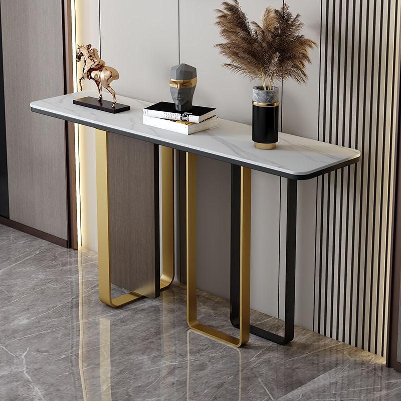 White/Black Table Glam Rectangle Console Table for Hall 31.5" High Clearhalo 'Console Tables' 'console_tables' 'Entry & Mudroom Furniture' 'furn' 'furn_console_tables' 'Furniture' 1200x1200_8688860f-f0a4-4edb-ba8f-7a7ba2c25d01