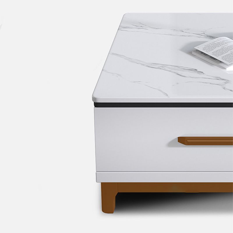 Tavolino top in pietra con 4 gambe in legno e 2 cassetti tavolo da cocktail