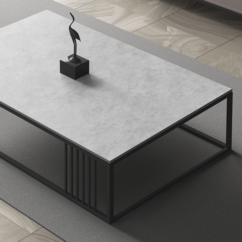 Enkele salontafel leisteen rechthoekige koffiecocktailtafel licht grijs