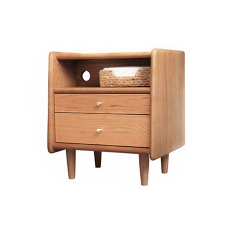 Solid Wood Nightstand Modern 22 Inch H Open Storage 2-Drawer Legs Included Night Table Clearhalo 'Bedroom Furniture' 'furn' 'furn_night_stand' 'Furniture' 'night_stand' 'Nightstands' 1200x1200_868ab4e3-08f7-4448-b8fc-5547f444de27