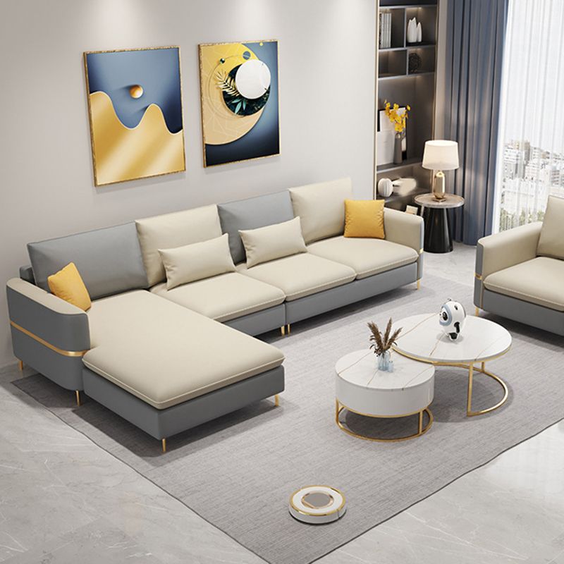 106.3 "W X 62.3" D X 35.4 "divano a braccio quadrato H, divano posteriore in pelle in finto sciolto