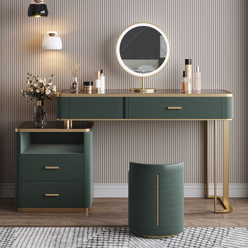 Glas Top Waschtisch 2-Drawer Stuhl Eitelkeit mit Lichternspiegel