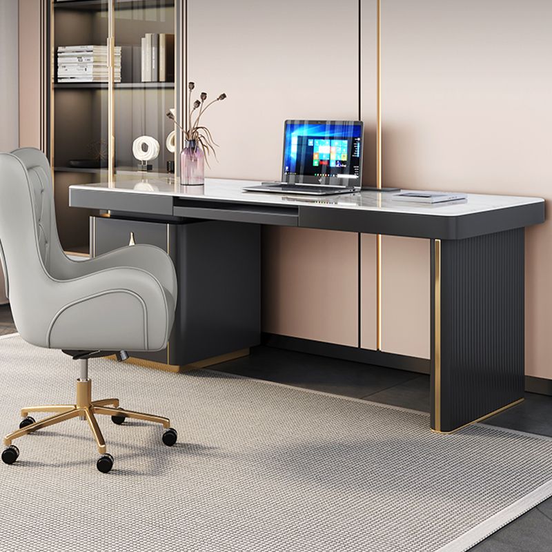 Modern Style Office Desk Rectangular Shape Task Desk with 2-Legs in Grey Clearhalo 'furn' 'furn_office_desk' 'Furniture' 'Office Desks' 'Office Furniture' 'office_desk' 1200x1200_868c5d2d-7958-4e5f-8a2f-f61e1deb4424