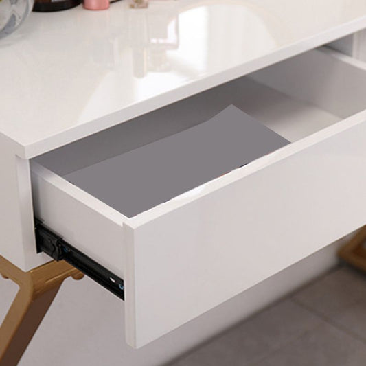 Contador de maquillaje blanco brillante 15.74 "mesas de tocador de ancho con 2 cajones de almacenamiento