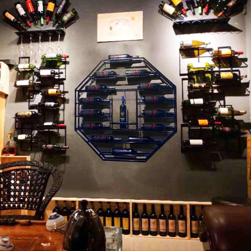 Industrial Wall Mounted Bottle Wine Rack Metal Wine Rack Bottle in Brass