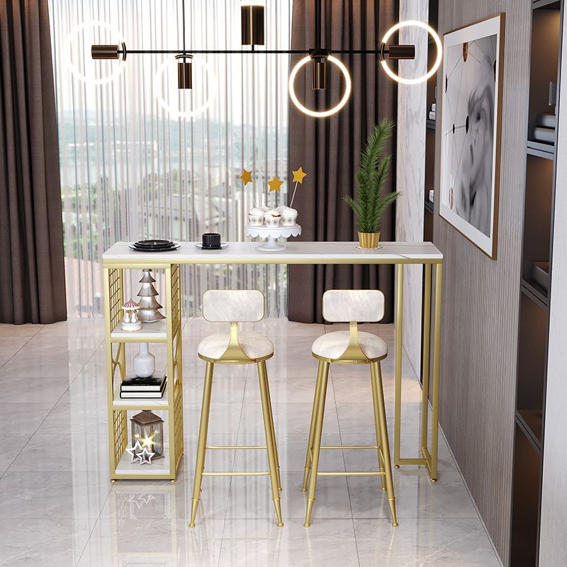 Eigentijdse dubbele pedestal patio balk tafel indoor stenen bistro bars tafel met opslag