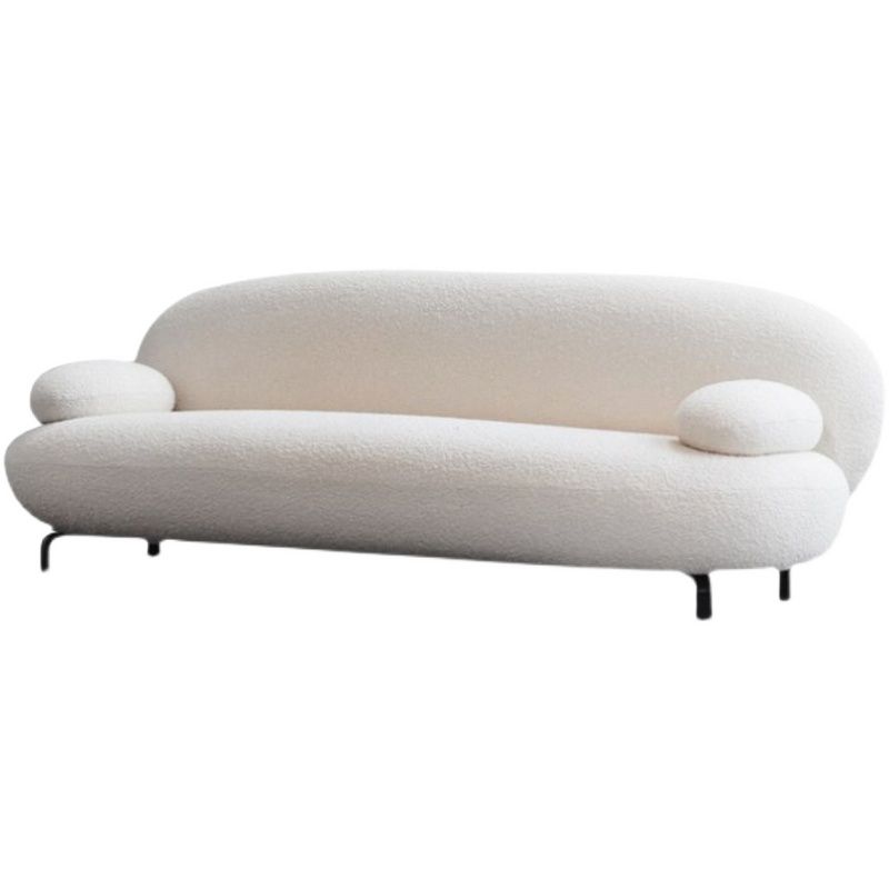 Contemporary 27.5" H White Wool Pillow Top Arm Sofa For Living Room