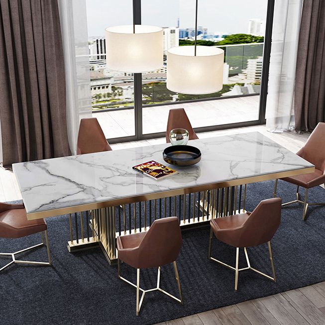 Glam Rectangle Shape Marble Dining Table Standard Dining Table for Kitchen Clearhalo ' dining_table' 'Dining Tables & Seating' 'Dining Tables' 'furn' 'furn_dining_table' 'Furniture' 'furniture_dining_table' 'Kitchen & Dining Furniture' 'kitchen&dining_furn' 'kitchen' 'kitchen_dining_table' 1200x1200_8694d379-9b59-4cea-8b5a-3bd0acca03e7